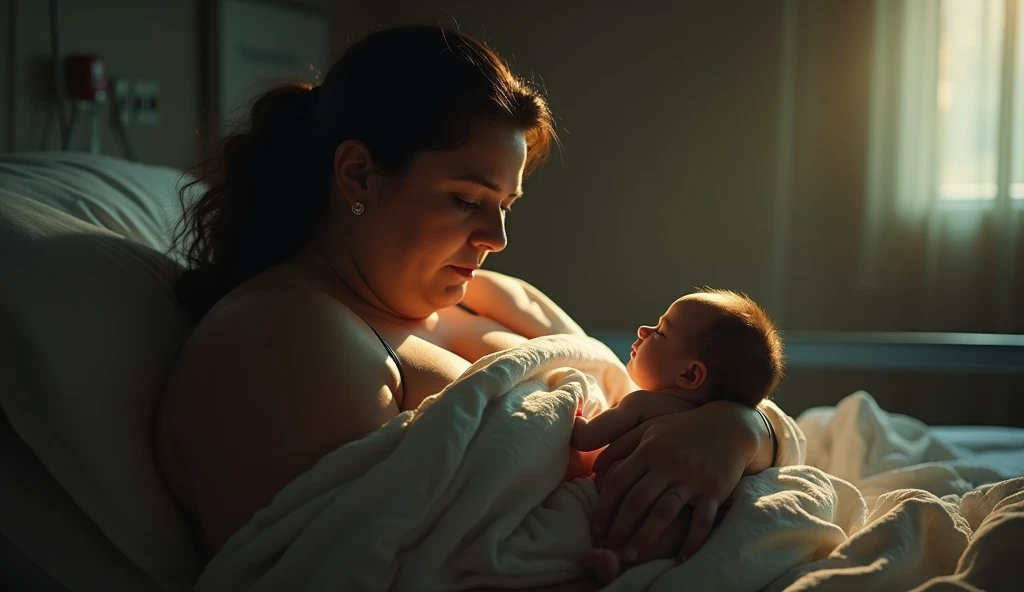 A sleeping black baby, peaceful expression, in mother's arms, soft lighting, tender moment, photo-realistic, 8k, award winning, highly detailed, cinematic composition, chiaroscuro lighting, warm color tones, glowing skin, delicate features, serene atmosphere