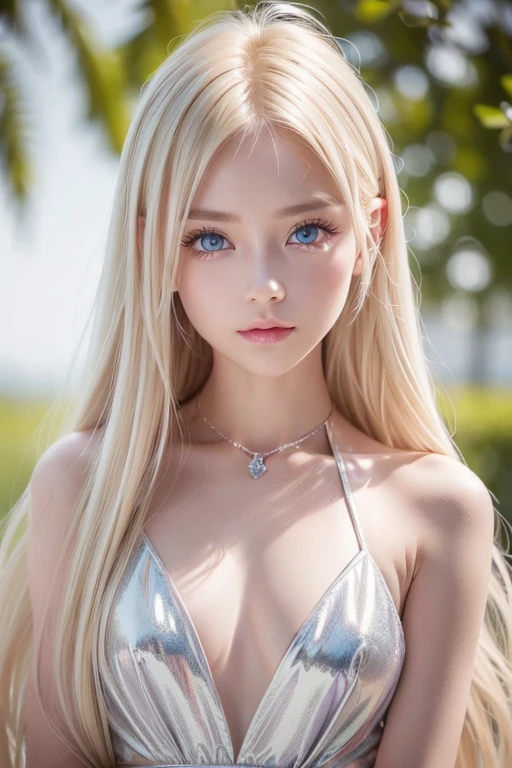 Platinum blonde fine hair、Long Straight Hair、Face and eye bangs、Big blue eyes、Transparent white and wet nightgown、Nordic youth、Perfect body、White Muscle、Shiny skin、Young and beautiful skin、Perfect beautiful little face、Bright makeup、Pale pink lips、Bright expression、1. 、Buttonless shirt、lipstick、Deceptive advertising、{steams}、Viewer Vision、Golden Hour Lighting、Bokeh Atmosphere Perspective、detailed、Movie Light、Intricate details、High resolution、Detailed features of the face design、detailed、Clear Focus、Smoothness、aesthetics、printing、Octane、masterpiece、{{}}