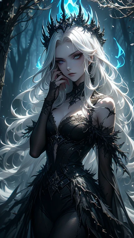 (necromance:1.2) girl, 1girl, perfect and well designed shiny eyes, (beautiful detailed (emerald:1.3) marsh eyes:1.05), natural breasts, slim body, beautiful and delicate face, (face detail), ((realistic face)), pores, ((pale skin)), detailed skin, realistic skin, medium length hair, hair voluminous, super high resolution, 8k, parameters Best quality, (masterpiece:1.4), (magic accessories:1.4), bracelets, necklaces, dark extremely detailed thick tight ((lacy silk clothing:1.3), (lacy wrap dress:1.2), (lycra kimono:0.8),(wild goth skirt:1.5)), shabby hood ruffles coat, embroidery and lace, jewelry ornaments, hair ornament, (cloth:1.3), (neckline:1.3), (cleavage), decolette, navel, Young Girl, Little Beast, (crazy:0.7) Smile, (Pale Skin:2.0), (19 Piercings:1.6), ((tattoos all over body, Tribal tattoos all over legs)), surrounded by darkness, (Darkness:1.2), Dark Fantasy, ultra detailed, photorealistic, ((Real image)), (best quality:1.4), super high resolution, (Realistic 2.0), More details, (full body portrait), (((1girl))), (witchcraft:1.5), magic energy flows and sparkles, (futurism:1.3), {(cyberpunk:1.1)|fantasy}, (magic technologies:1.3), (beautiful and aesthetic:1.2), (fractal art:1.4), (cinematic light:1.1), DUTCH ANGLE, 16K, HDR, RTX, Ray Tracing, Radiosity, Anisotropic Filtering, Subsurface Scattering, (((magic lights))), metallic reflections, Detailed, Realistic, 4k highly detailed digital art, (cool_color), extremely detailed CG unity 8k wallpaper, vibrant colors