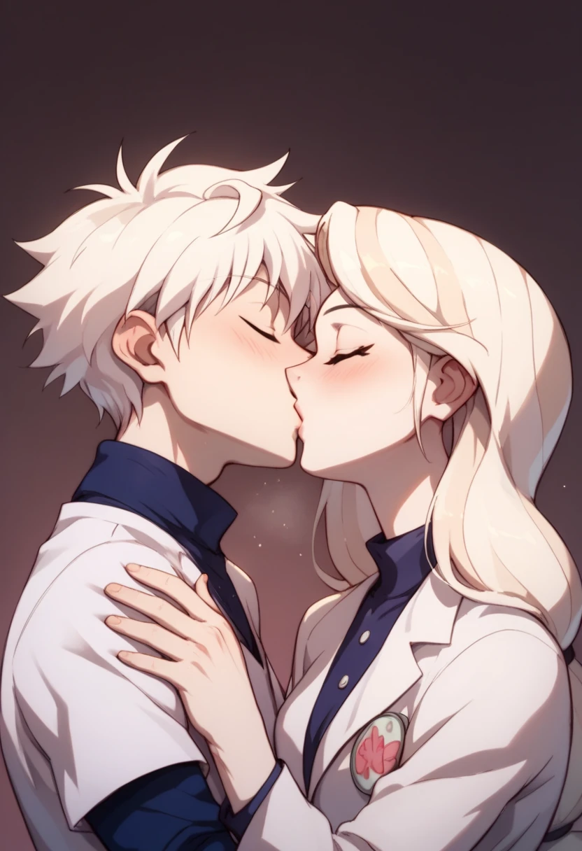 Charlie Morningstar with killua , kissing 