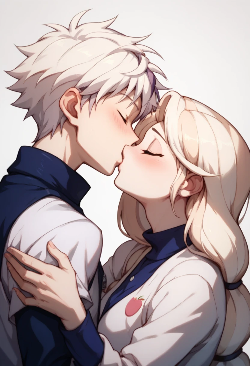 Charlie Morningstar with killua , kissing 