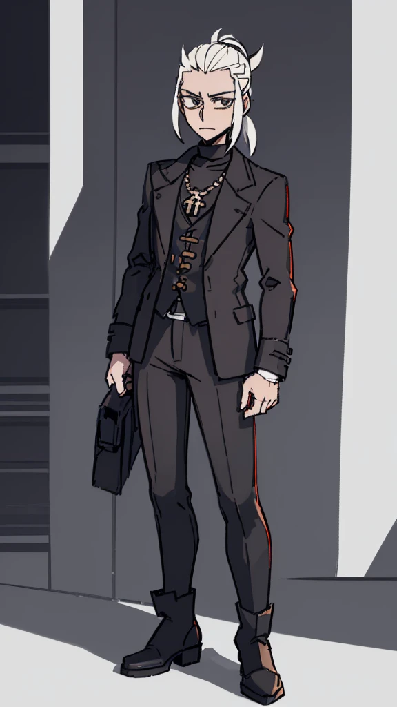 Full Body vtuber, Full Body Portrait, Clear Face, Best Quality Masterpiece, Male, Looking at Viewers, Stand and Looking Directly at Viewers, Solo, Blue Eyes, Coat, Red Hair, Long Hair, Cross Necklace, Full Body Portrait, ((8k , RAW Photo, Top Quality, Masterpiece), Professional Photo, (Best Shadow), Ultra High Definition, Cinematic Light, High Detail CG Includes 8K Wallpapers, Whole Body,