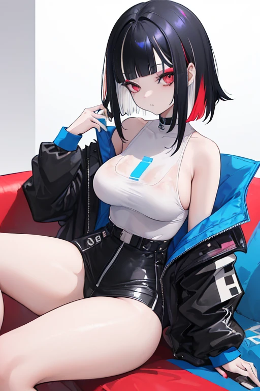 1girl, big breasts, ponytail, nico robin, black hair, blue eyes, long hair, dvd cover, pink logo, white logo, red logo, black logo,