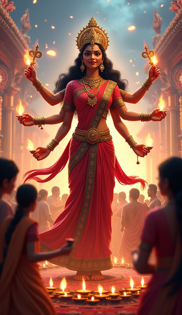 দুর্গা মূর্তি ভেঙে দিচ্ছেএকটা লোক
