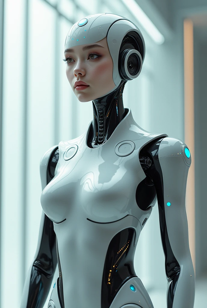 complex 3d render ultra detailed of a beautiful porcelain profile woman android face, Cyborg, cyborg robot parts, 150 mm, Beautiful studio soft light, rim-light, vibrant detail, Luxurious cyberpunk, Lace, Hyperrealistic, anatomically, face muscles, Cable Electrical Wire, micro Chip, elegant, Beautiful background, rendering by octane, h. r. Giger style, 8K, Best quality, Masterpiece, illustration, An extremely delicate and beautiful, Extremely detailed ,CG ,Unity ,the wallpaper, (Realistic, photo-realistic:1.37),Amazing, finedetail, Masterpiece,Best quality,offcial art, Extremely detailed Cg Unity 8K wallpaper, absurderes, unbelievable Ridiculous, robot, silver halmet, full bodyesbian, Sitting