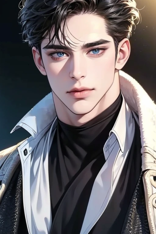 (best quality,4k,8k,highres,masterpiece:1.2),ultra-detailed,(realistic,photorealistic,photo-realistic:1.37),30 year old man,3 day beard,handsome anime,portraits,strong,masculine,dark hair,sharp jawline,mesmerizing eyes,perfectly styled hair,cool anime outfit,confident expression,vibrant colors,dynamic lighting