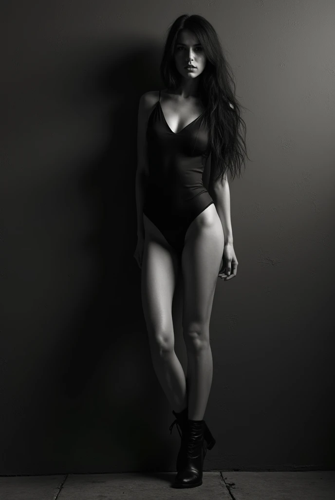 Full body photo of a young, stylish Asian woman , Sweat-soaked body stockings,Art Photography