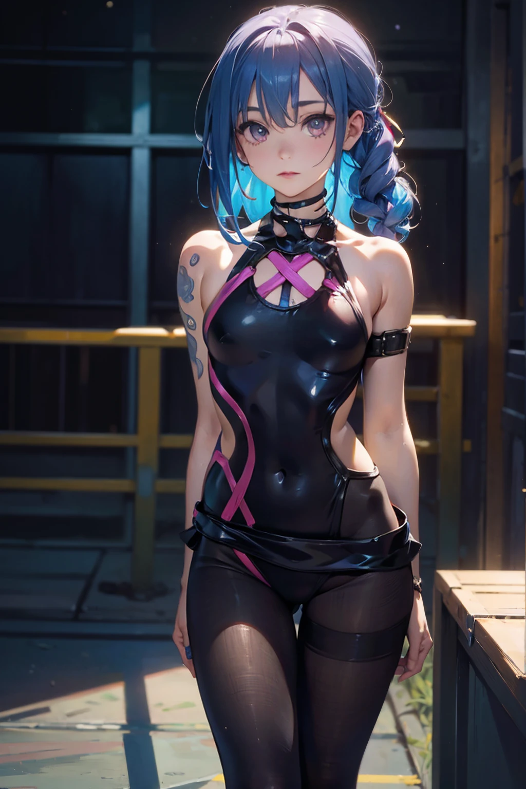 ((Best quality)), ((masterpiece)), (detailed:1.4), 3D, an image of a beautiful cyberpunk female,HDR (High Dynamic Range),Ray Tracing,NVIDIA RTX,Super-Resolution,Unreal 5,Subsurface scattering,PBR Texturing,Post-processing,Anisotropic Filtering,Depth-of-field,Maximum clarity and sharpness,Multi-layered textures,Albeo and Specular maps,Surface shading,Accurate simulation of light-material interaction,Perfect proportions,Octane Render,Two-tone lighting,Wide aperture,Low ISO,White balance,Rule of thirds,8K RAW,wet panties,Take the floral panties,white panties,can saw a trace on my underwear vagina,Pink floral panties, panties is very wet,The panties are so sheer you can see the pussy,(idle),Spread legs,tattoo between legs,((The pussy is shiny)),Both hands were tied,mons pubis,The labia majora are very large,underwear was soaked with water.