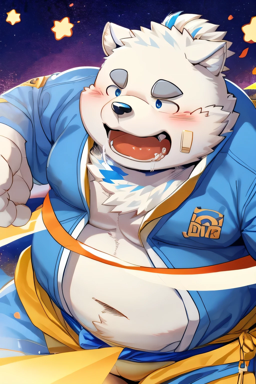 （@mind_By Drive）Gained weight、Being overweight、Dog Beast Man、fur、Fluffy、  cute、blush、saliva、Judo
