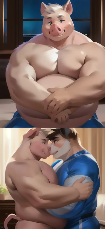 score_9, score_8_up, score_7_up, rating_furry hentai,source_furry,anthro,source_3D, gay furry wolf male (manga comic but only two pages long) (A hug between father and son, that's all, bro, I'm done with ideas)