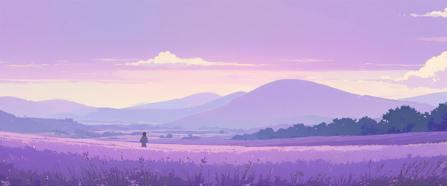 LAVENDER landscape , Pastel Purple Colors ,Ghibli ,Lofi ,cute