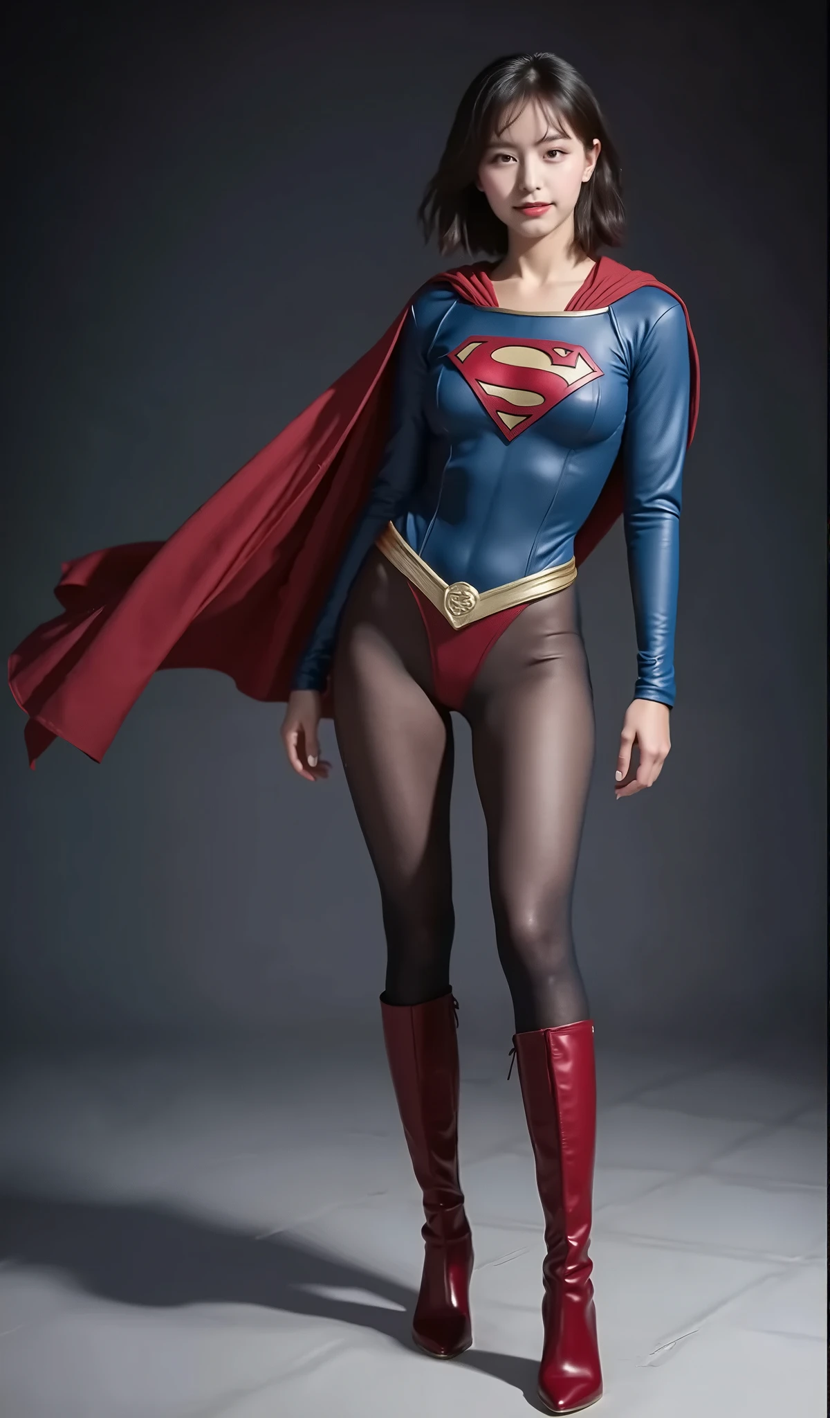 No background、(((Beautiful legs in black tights.)))、(((Legally express the beauty of your smile)))、((((Make the most of your original images)))、(((体にぴったりフィットするSupergirl Costume)))、(((Supergirl Costume)))、(((Beautiful twin tail hairstyle)))、(((She is winking cutely.)))、(((Please wear black tights....、Wear red boots)))、((Best image quality、8k))、((Highest quality、8k、masterpiece:1.3))、(((Preserve background )))、Sharp focus:1.2、Beautiful woman with perfect figure:1.4、Slim Abs:1.2、Wet body:1.5、Highly detailed face and skin texture、8k