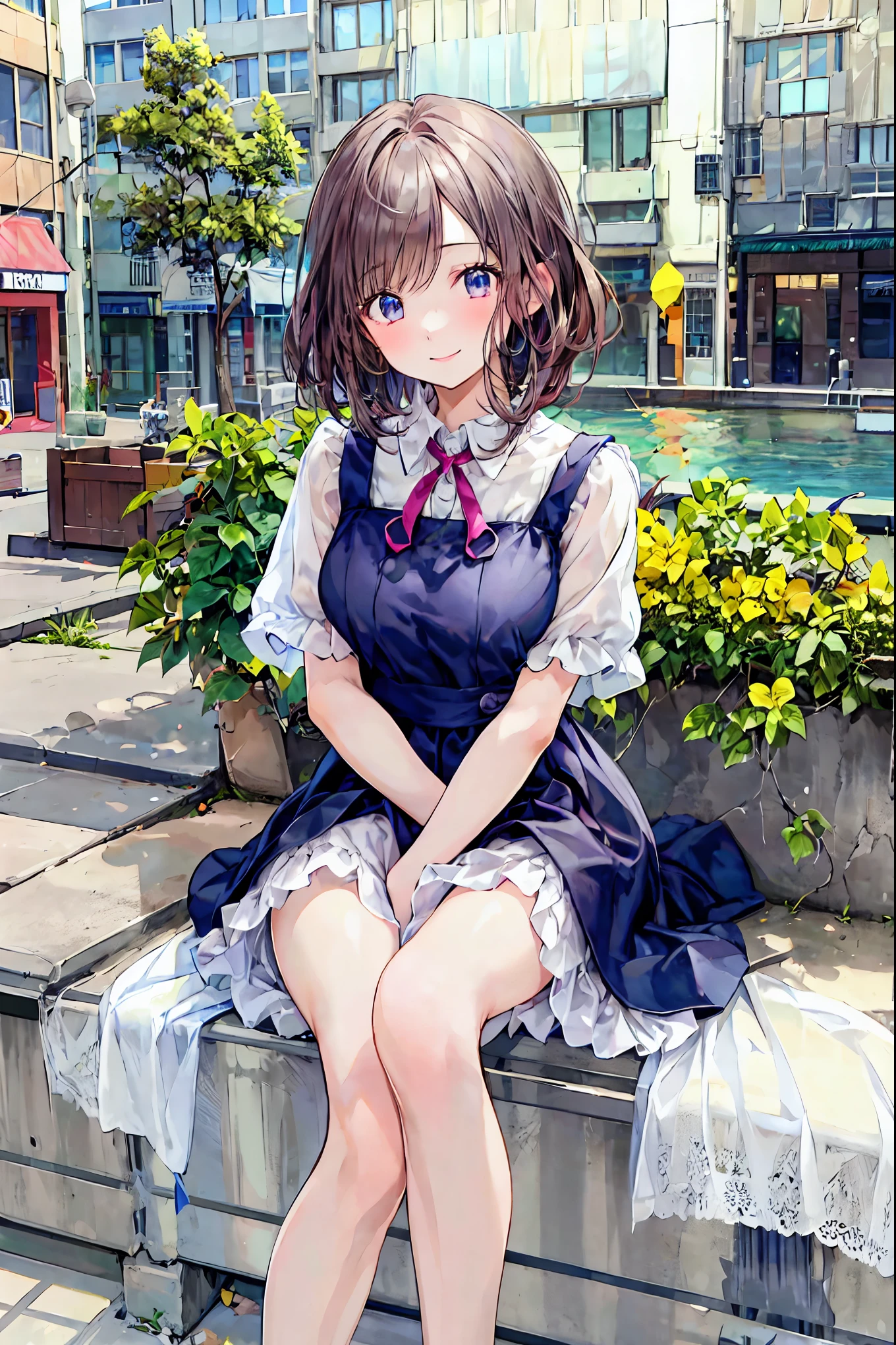 Wisteria flower, Wisteria tree, Wisteria Background, 8k ,4K , 最high quality, high quality, Masterpieces inspired by Askajean artists : Question, Art Style : Question,(((dress liftTransparent see-through skirt))),naked　NSFW　Long Hair　Black Hair　Toddler girl　5 years old　(A look at a see-through blouse)　(See through the see-through skirt)　Cherry tree in full bloom 　Elementary school student, shot from below　No pants　((Standing on the train))　black school hat