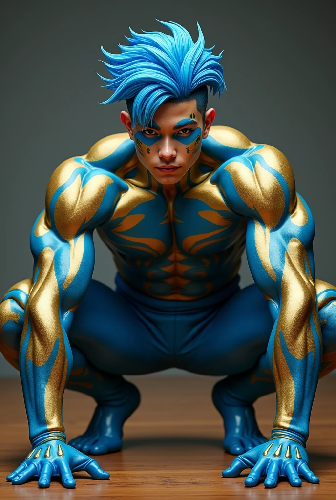 A drawing of a virtruvian man doing a bodybuilder pose 