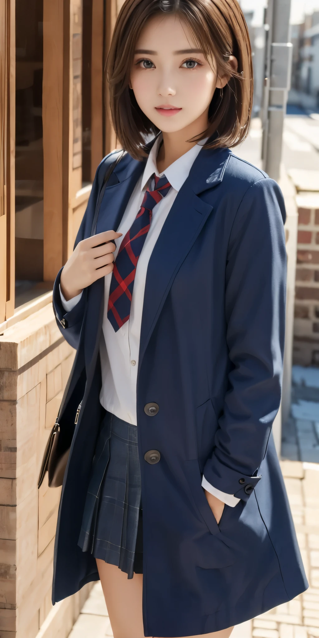 Arafed asian woman in a blue suit and tie posing for a picture - SeaArt AI