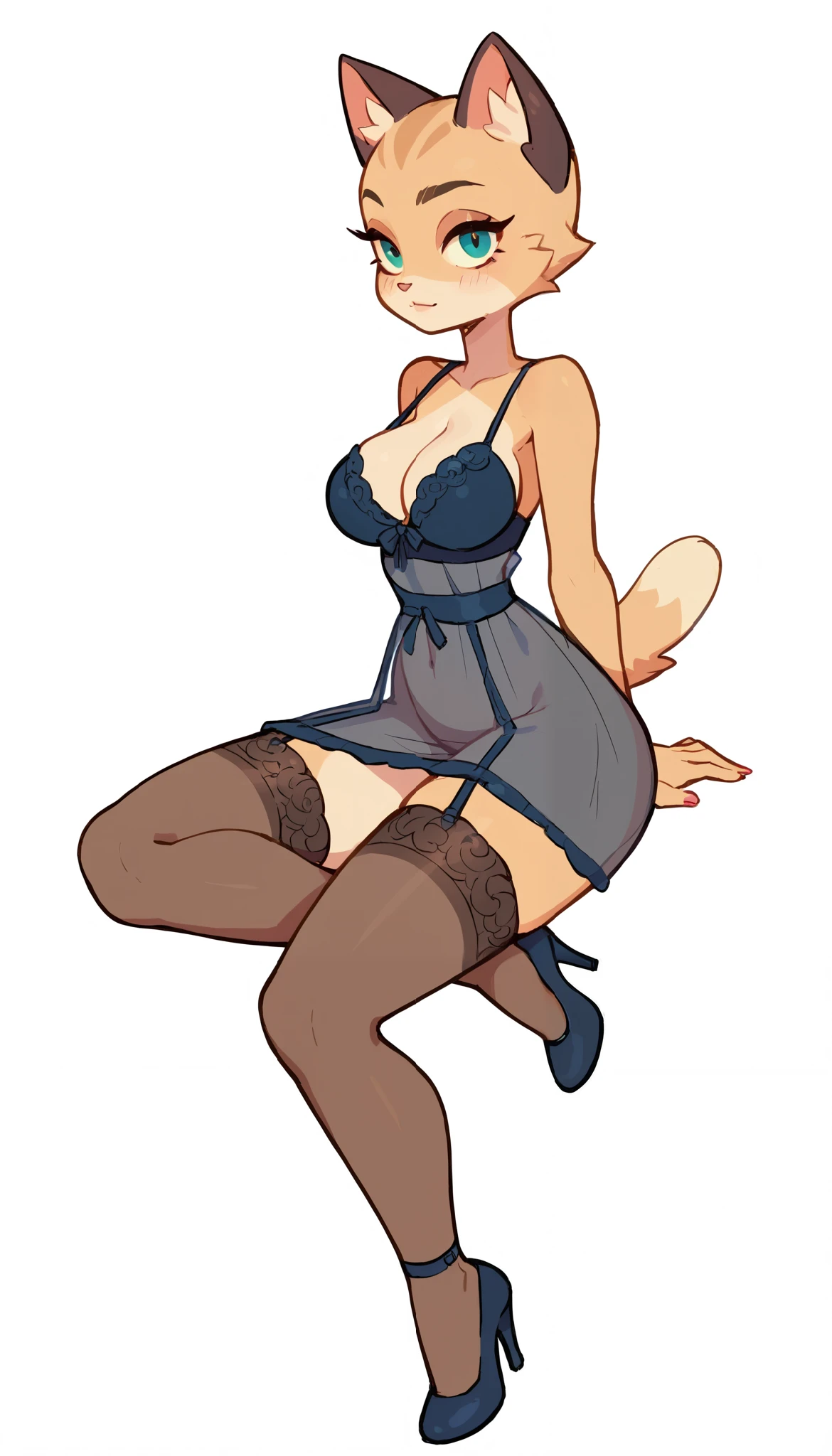 Nsfw,Blonde,1940s dress,blue eyes,black stockings ,garter belt,thick legs,Big ass