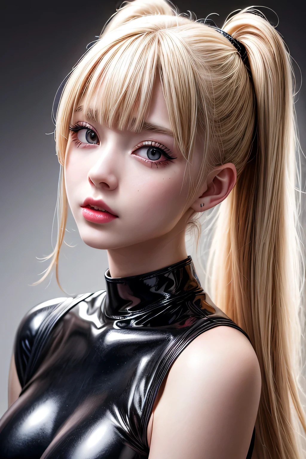 Marie Rose, anime girl with blonde hair and hair ornament, artwork in the style of guweiz, photorealistic anime girl render, photorealistic anime, Hyper realistic anime, Anime. Soft lighting, soft portrait shot 8 k, Realistic anime art style, 3 d anime realistic, 8K Art Germ Bokeh, Anime Realism Style, kawaii realistic portrait, Beautiful anime portraits、wearing black gothic clothes、wearing black gothic accessories、