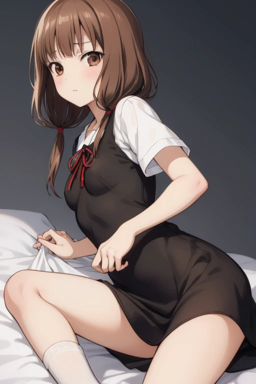 nsfw:1.7,  rape、 Rape、Tear through clothes、 Show Me Delicate White Embroidered Underwear 、Bad luck, Mitani Ino ,  short bang, (  Brown Eyes  :1.5),   brown hair, Hair Ties,   long hair, low   twin tails, red ribbon, ribbon,   twin tails, ( small breasts:1.2),
壊す black   dress,   dress, pinafore   dress, ,   shirt, Short sleeve, Shugakuin Gakuin Gakuen    , white   shirt,   armband,
壊す looking at viewer,Nipples、pubic hair、genital、semen、
