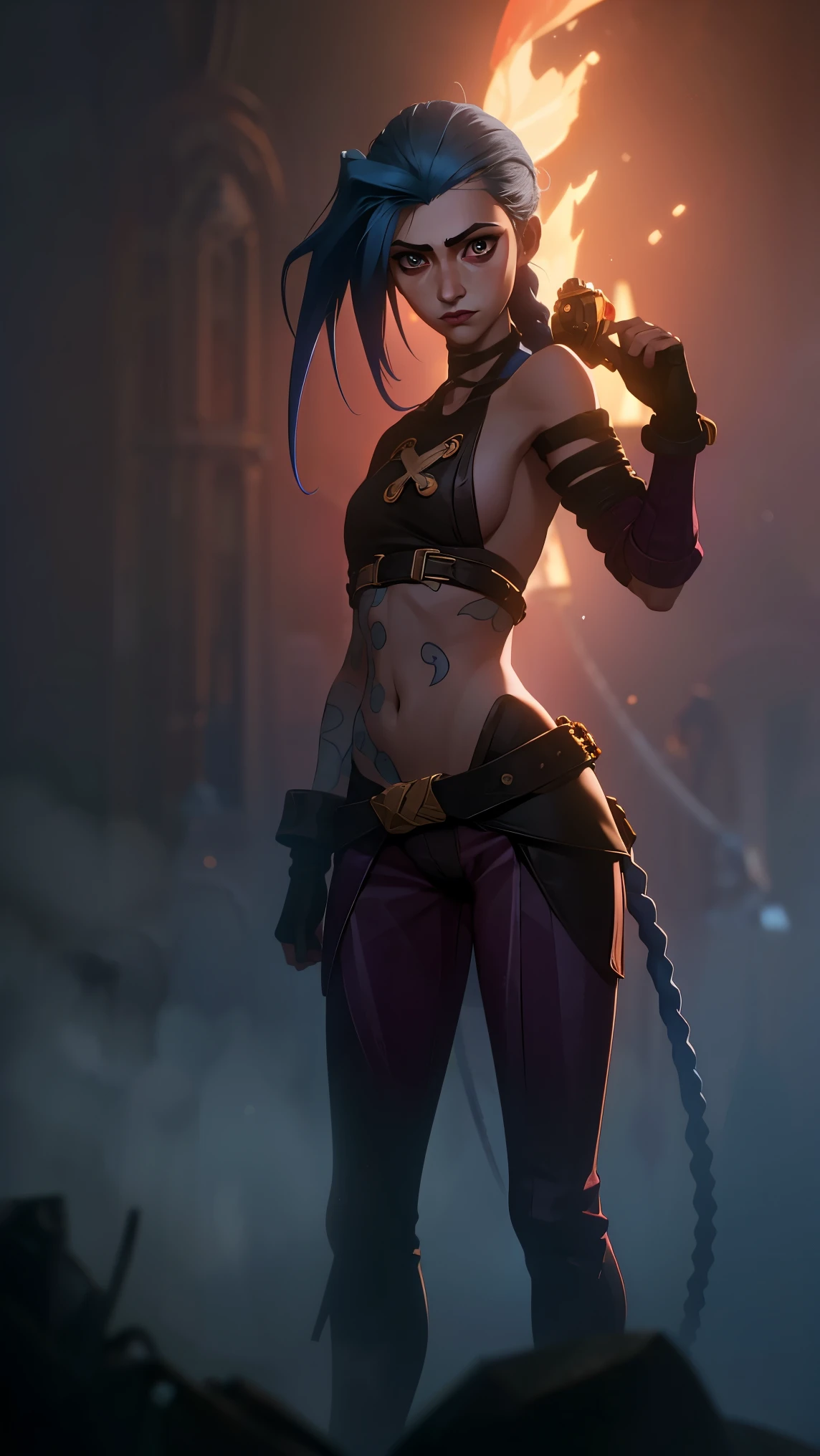 ((Cinematic light, Best quality, 8k, Masterpiece :1.3)), 1girl, Beautiful woman with thin abs :1.4, (purple hair, small breasts :1.3), hopefully falling, seductive open lips, sofa, ultra-detailed face, detailed eyes, double eyelidwork, best quality, Neeko, hair ornaments, hair flower, body paint, calango tail, trying to be sexy, ((( sexy a little bit see-through bodysuit))),  ((goth)), showing sweaty armpits, steamy, sexual teasing, ((showing flat belly)), fight position, hands shining purple, ((black lipstick)), ((black make-up)), ((goth makeup)),