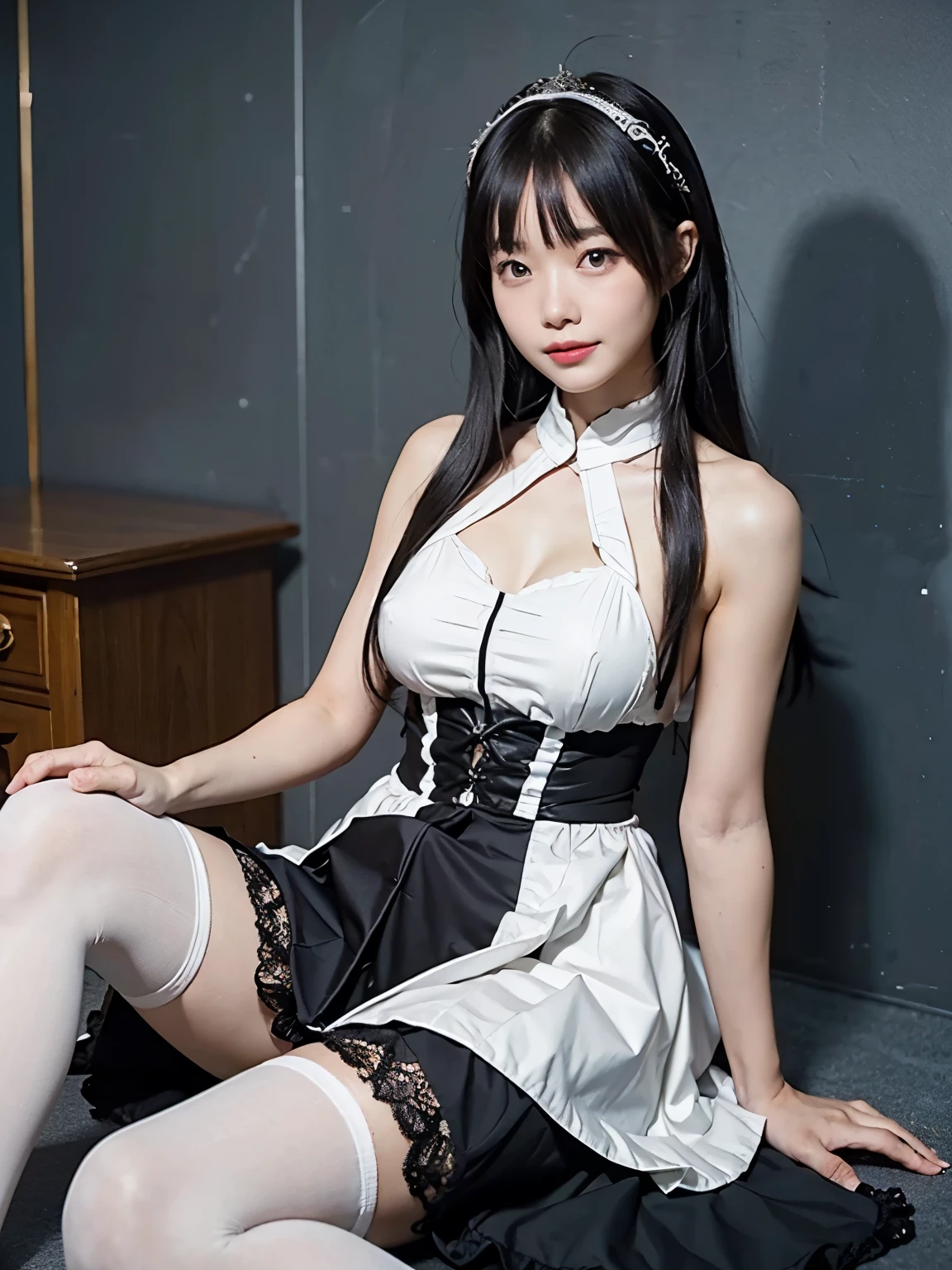 Browsing Caution,(最high quality:1.2), 32k HDR, High resolution,(Japanese women),(tattooで覆われた腕),(全身をA body covered in tattoos), (A body covered in tattoos),Dynamic pose,Long shot of a beautiful dark-haired girl, ???????, A room in a love hotel,(Short tight skirt:1.3,Checked Skirt), (Put on a shirt:1.3), Beautifully illuminated, basement , Dramatic composition, Epic Scale, sense of awe, 超High resolution.Realistic:.1.4, (High resolutionの肌:1.2), 8k is, Digital single-lens reflex camera, high quality, Film Grain, Fujifilm XT3,(Riding a wooden horse:1.2,Straddling a wooden horse:1.2),(Nose hook:1.2),(ロープで体をconstrainedする:1.2),(Collar can be attached with a chain:1.4),(両手は天井にrockでつながれている:1.4),Maid, Maid headdress, Maid apron, victorian Maid, Maid dress,, mksks style, Beautiful background, Detailed Background, professional lightning, building, indoor, From Kane ornament, From Kane, From Kane effects,Tied up with rope,bondage,constrained,Round 1,rock,Full Body Tattoo,tattoo,((リード付きのRound 1)),(rockに繋がれた少女),Women in ecstasy,climax,Acme,