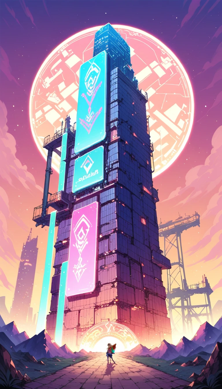 score_9, score_8_up, score_7_up, score_6_up, score_5_up, score_4_up, source_anime, Cyberpunk mage, levitating spellbook, neon tower, holographic symbols, futuristic vibes
