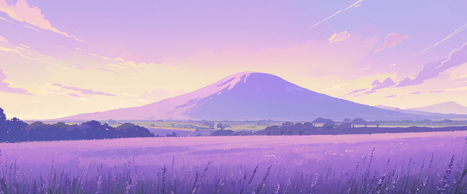 LAVENDER landscape , Pastel Purple Colors ,Ghibli ,Lofi ,cute ,landscape lavender