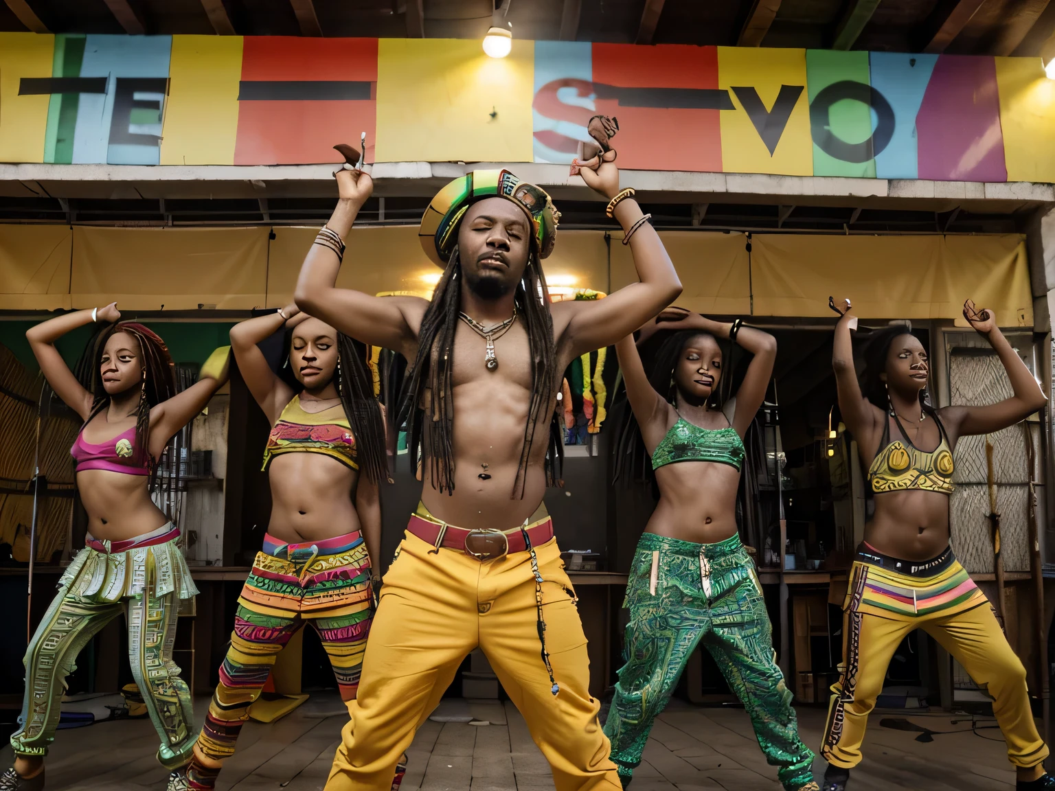 Rastafarian couple dancing together