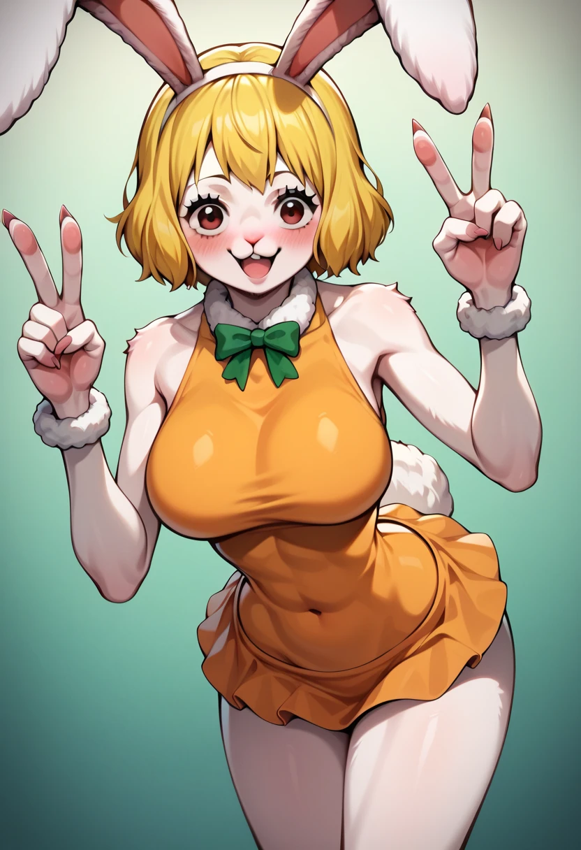 score_9, score_8_up, score_7_up, source_anime, BREAK, solo, solo focus, Opcarrot, 1girl, blonde hair, short hair, furry, white furr, blush, happy, cute, rabbit ears, small claws,1girl, cute face, white fur, busty ass, very very large perfect thick thighs, wearing tight orange dress, short blonde hair, Carrot One piece, bunny hairs, {{Christmas,seducer,sexy,mini skirt,Fluffy}} 