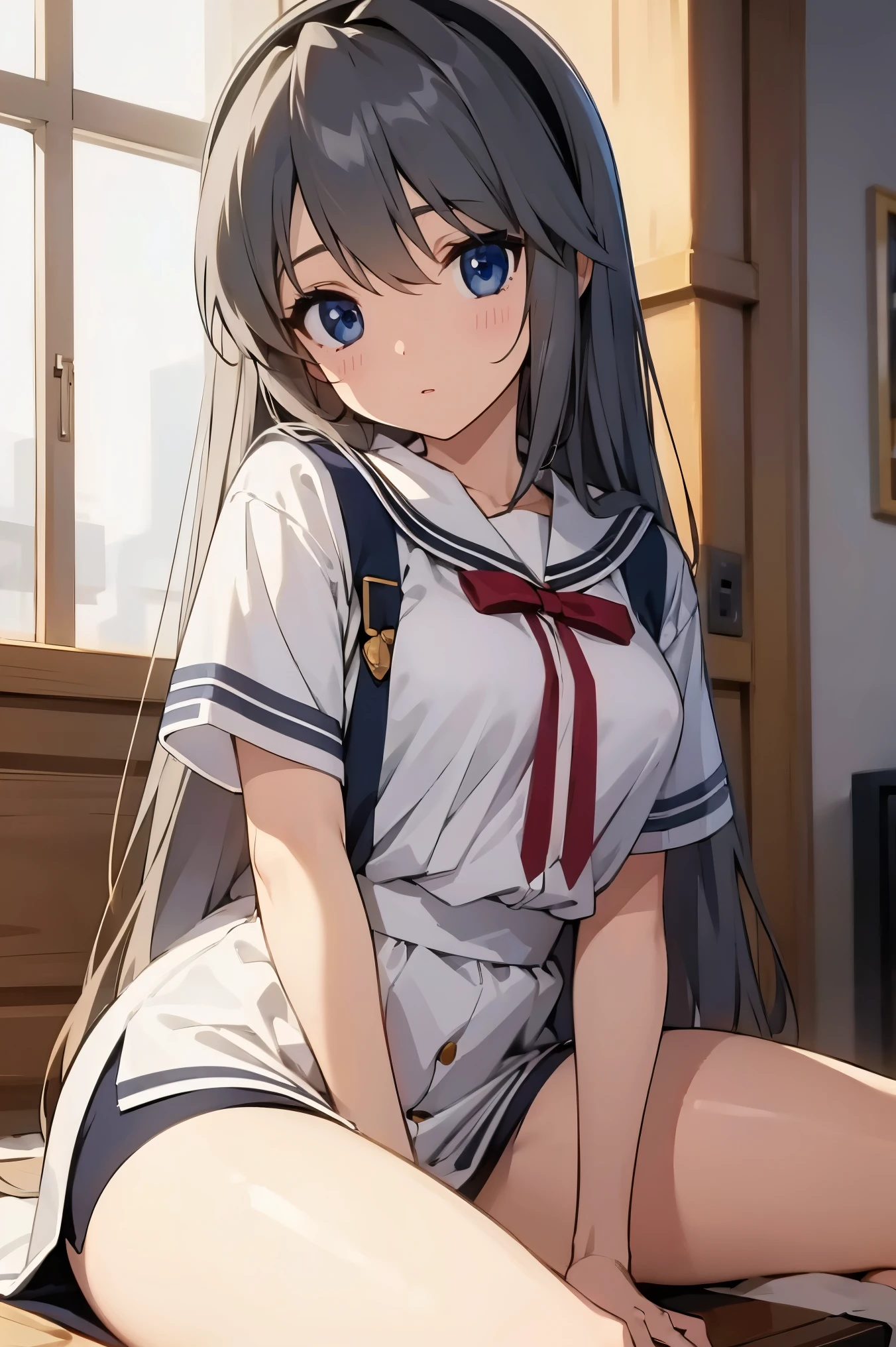 NSFW,masterpiece, top quality, high definition , very detailed,Sakagami Tomoyo , blue eyes,black hair band