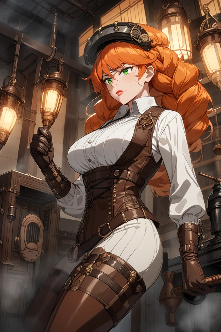 Masterpiece, best quality, highest quality, super detailed, high resolution, super high resolution, soft colors,
Girl, steampunk dress, ((steampunk)), dynamic pose, pose with movement, ,rias gremory, ahoge, large breasts, wide hips, thighs, mature female