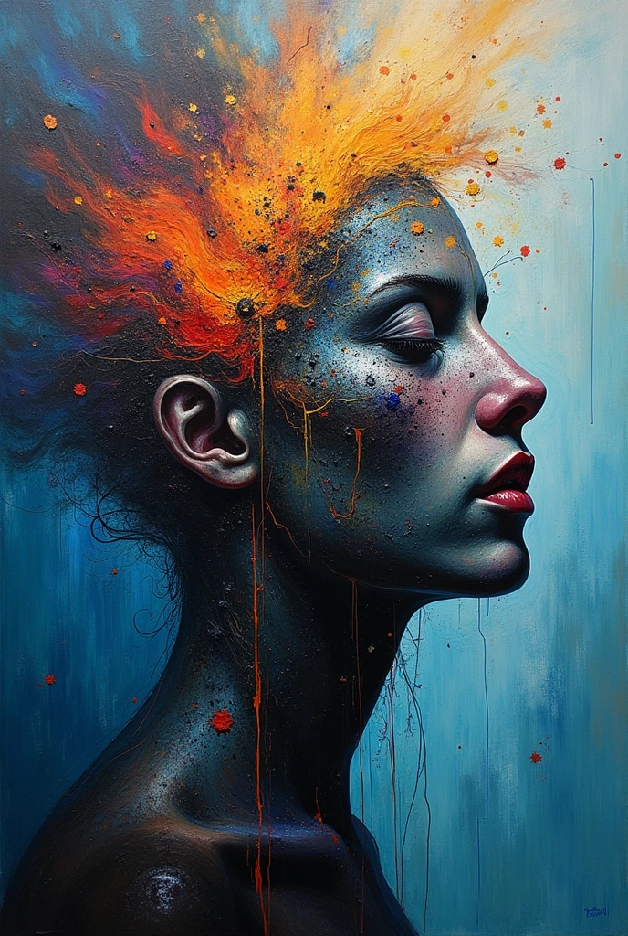 (Artistic Masterpiece of Romantic Life) ( (Themed Art of Life) ( (Conceptual Art) (NFT Exclusive) (Fauvism Work) ()”) Where visual poetry transcends traditional boundaries and embraces the dynamic interplay between creativity and technology Takes),dripping paint,darkart,style, in the style of esao andrews