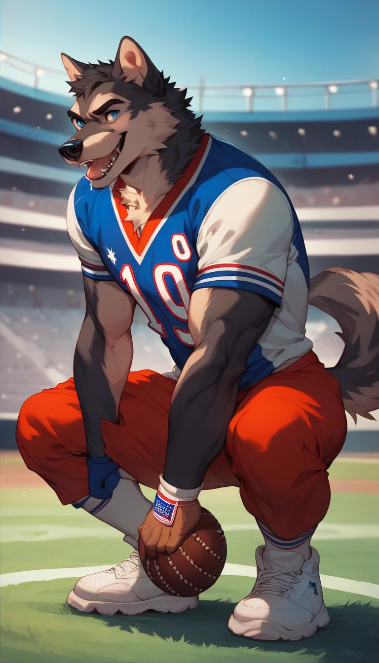 furry,kemono,anthro,
frown,(ears down:1.2),(ears back:1.2),smile,((teeth)),((leaky grin)),
standing,(front view:1.2),(((v sign))),5 fingers,
<lora:KogentaFRL27nO:1>,anthro,kogenta /(Onmyou Taisenki/),male,muscular,tiger,(white fur,blue stripe,white tiger print ),tiger tail,
baseball tight,black tight fitting clothing,baseball_uniform,
baseball field,playground,