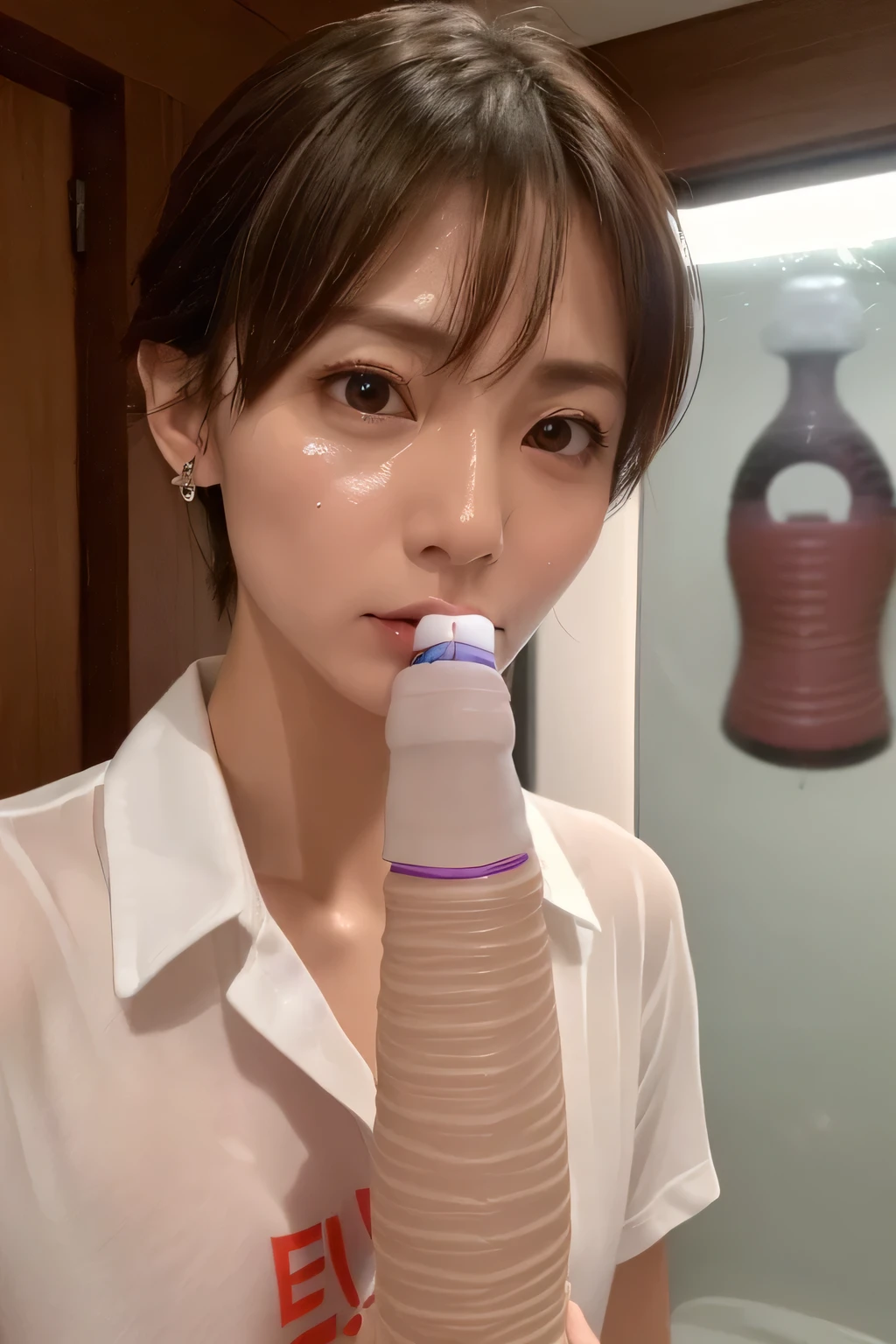 (masterpiece:1.2), (best quality:1.2), (extremely detailed:1.2), (extremely detailed face), (ultra detailed), 1girl, ５０age,delicate eyes and face, (close up:0), (deepthroat:1.1), (nurse Uniform:1.1), (white cum, semen facial:1.2), (penis in mouth:1.2), black hair, ((nude)), sweaty skin, slim and  body, medium , high ponytail hair, (joy:1.3), in hospital,bed, (crowd :1.3), 