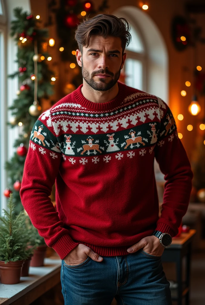 1 Christmas sexy men, sweater, jean,  christmas, High Resolution, 