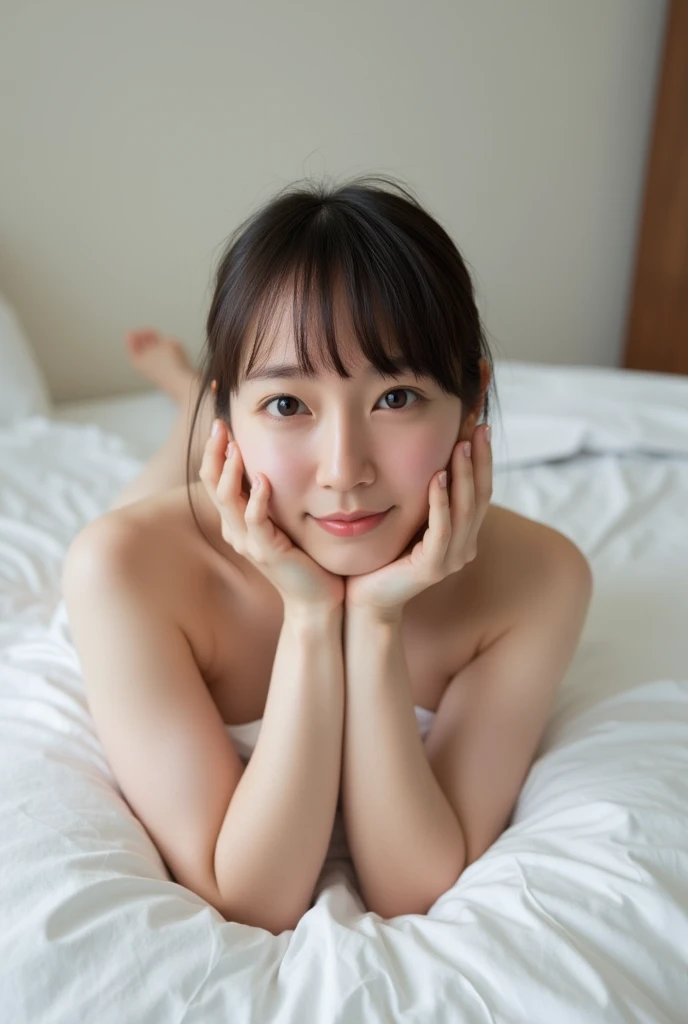 (((Japanese 、Cute girl in her early 20s、On the bed、Lying down、Spreading legs、Completely naked、Small breasts、Nipples:1.7、Playing with her pussy:1.8、Ecstatic expression、Writhing in pleasure:1.7)))、(((Top-down composition:1.33)))、(((8K、Highest quality、masterpiece、Ultra-high resolution)))、(Realistic:1.4)、RAW Photos、(Real skin texture:1.3)、(Film Grain:1.3)、((No underwear))、One Girl、Beautiful and detailed eyes and face、