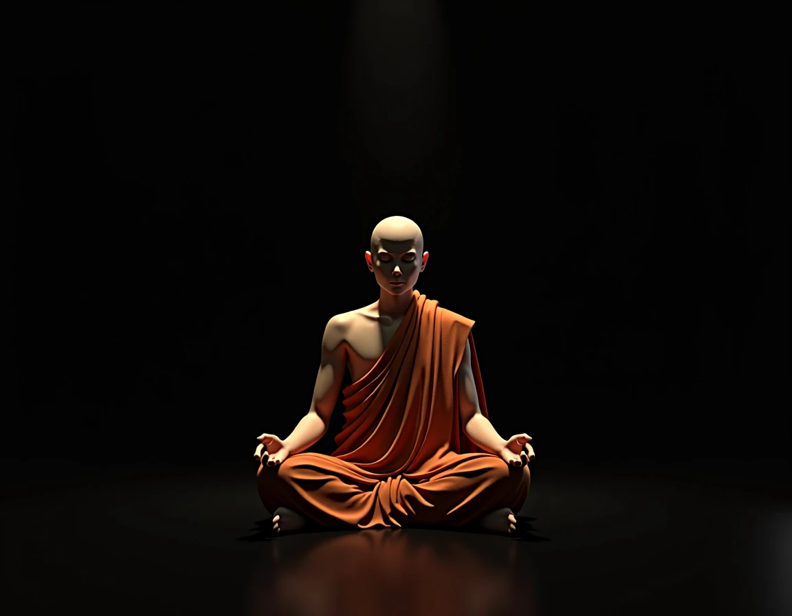 A little monk who meditates
