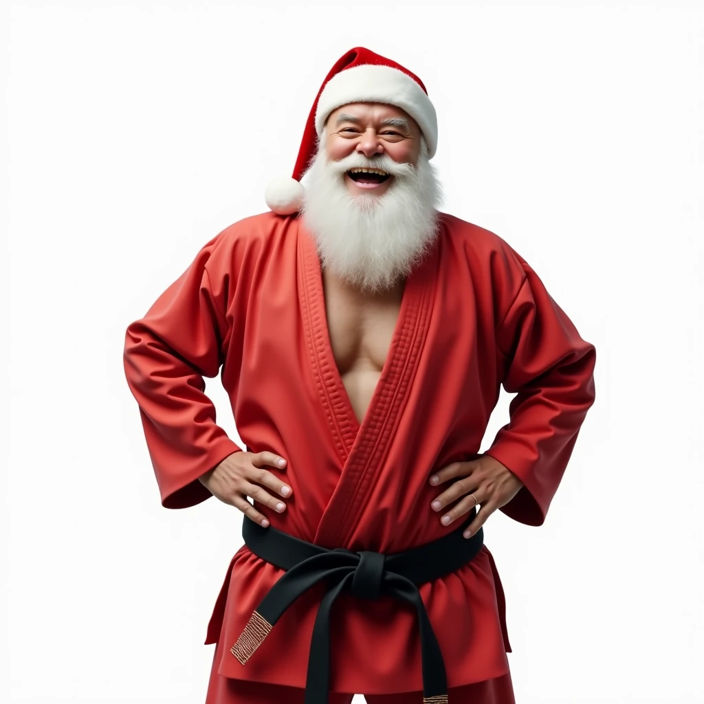 Former generals wore Santa Claus clothes ,Cuerpo fuerte,Grasa del vientre,Fondo helado,Middle-aged man in his 40s,Personas masculinas,he is about 40 years old,cejas gruesas, ojos grandes,abre mucho los ojos,con una sonrisa,Smooth Expression,Dar regalos,musculatura,