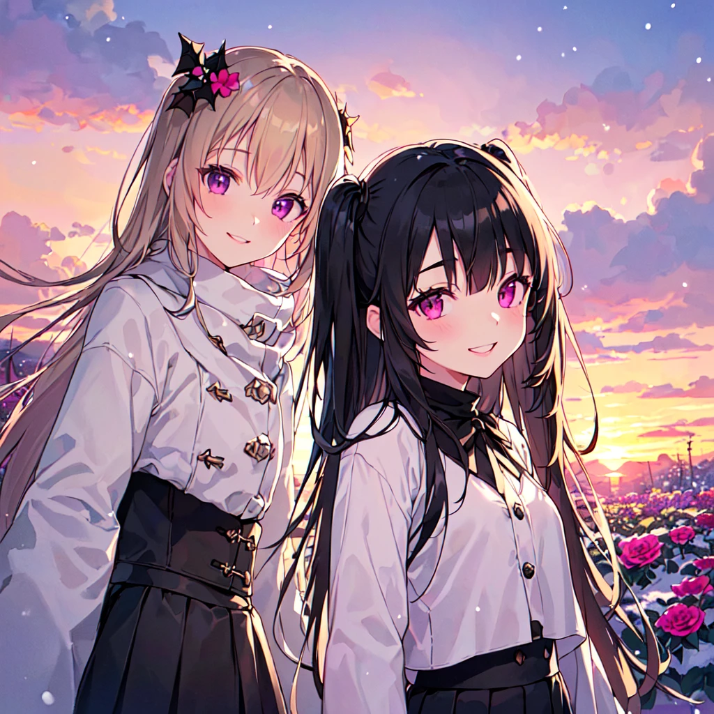 ((bishojo)), ((jk, 2 girls)), (masterpiece), (top quality), (hyper detailed), (exquisite), (8k), (depth), (crisp), (beautiful and aesthetic), (super detailed skin), (high standard), (high resolution), (perfect anatomy), (realistic), (full body), (blush), (girl, sitting), (wear light clothes), (bow in hair), (lesbian, hug), (tongue)