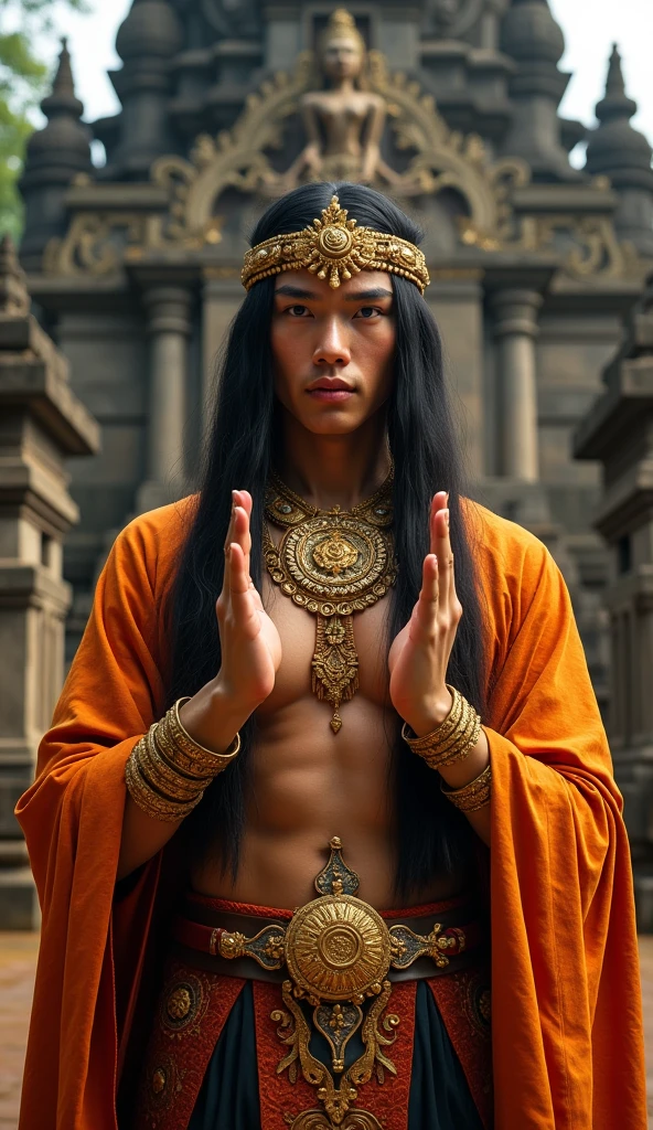 Gypsy man image, with gypsy clothes, black eyes long hair, sultry gaze, 3D style format 4.3