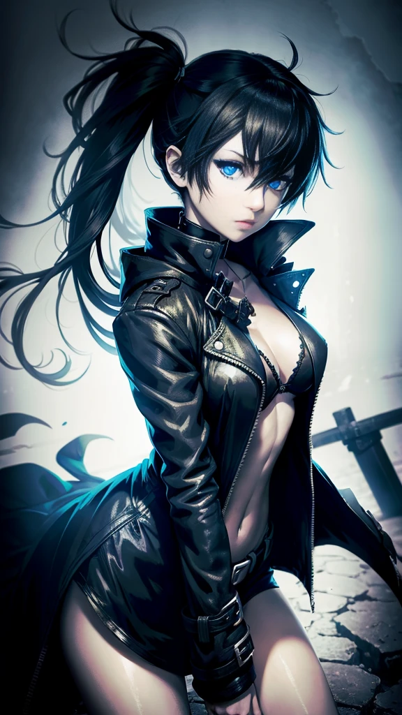 Black Rock Shooter, Trench Coat, Shirt, Blue Eyes, 