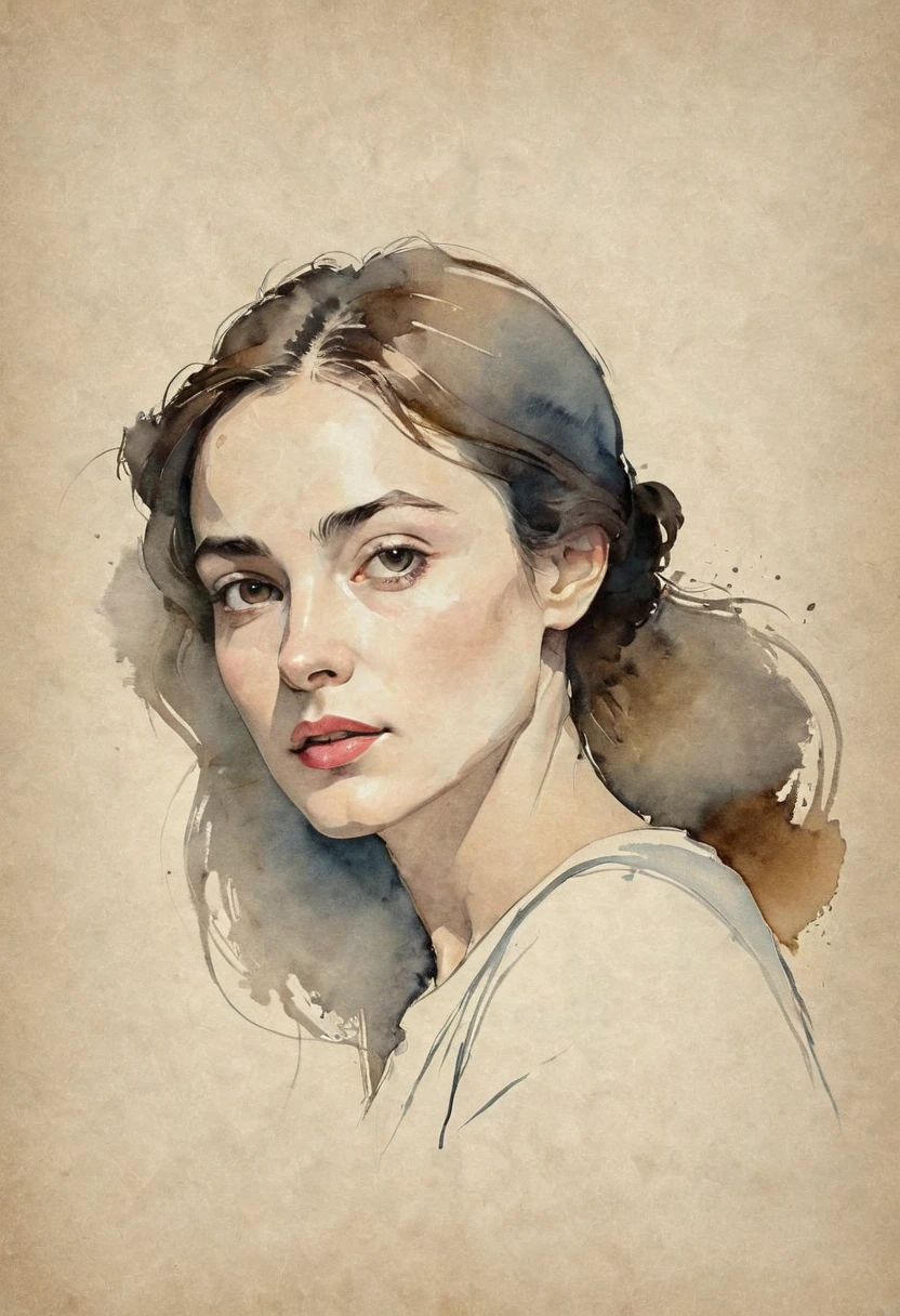 woman's face ( best quality ,  highres icon,   masterpiece :1.2),  costume, realistic:1.37, , Soft lines,  expressive facial expressions and postures , minimalist background, emphasis on light and shadow and spatial perception, Abundant negative space, Young .ink portrait,Soft, fluid lines, expressive facial features ,Delicate emotions,ink intensity contrast, simple background ,emphasis on light and shadow,amplitude,Abundant negative space,peaceful environment,serene atmosphere,,subtle details, but captivating,Subdivided colors , calm and introspective ,graceful posture,Smooth movements,Tender and innocent,Whisper of elegance ,quiet elegance,radiant glow,sublime beauty,vector illustration, covers,Natural and organic,nourishing and calming,Sublime simplicity,ethereal charm.