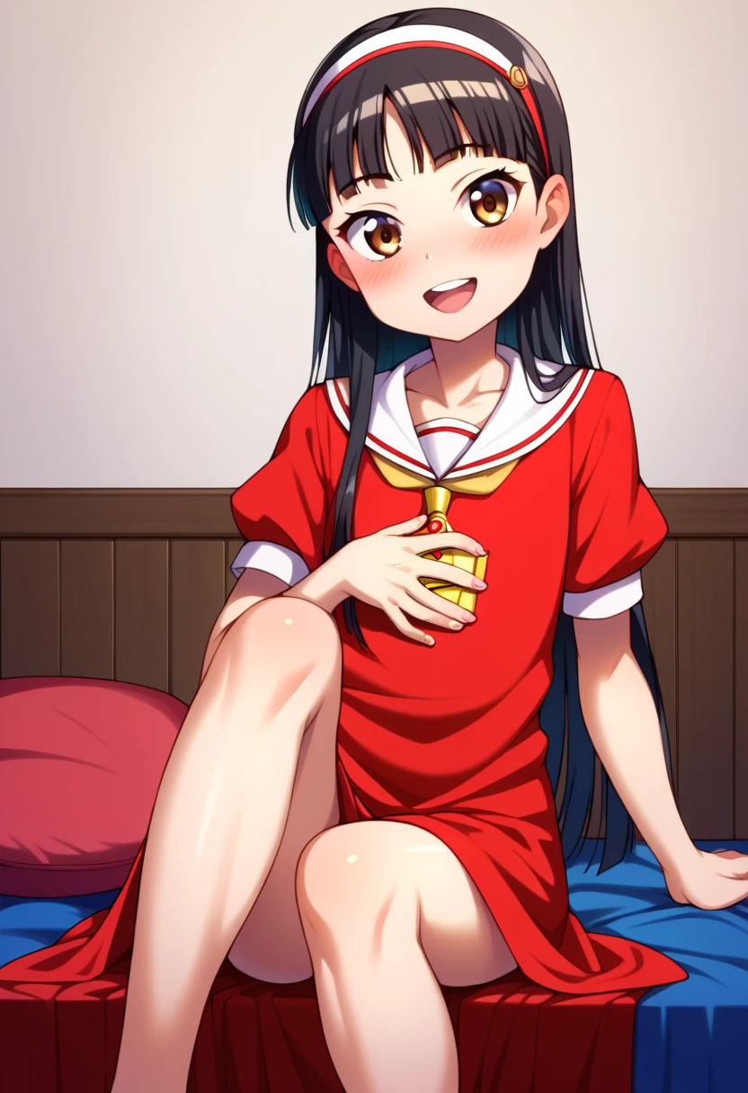 Beautiful 15 year old Chinese Kung Fu girl princess with long black hair　Gorgeous embroidery, Ultra glossy, She is wearing shiny red long sleeve floral pajamas....　She was made to lie down on a red enamel futon, the futon was draped over her upper body, her pussy was spread and a penis was inserted into her vagina.