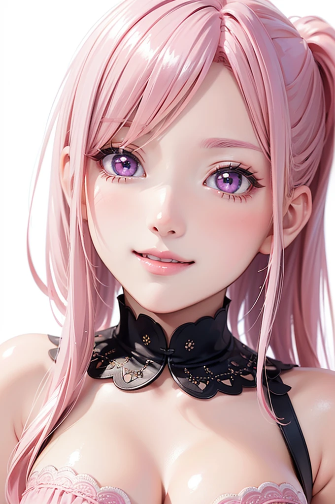 highest quality, highest quality, Super detailed, high resolution, expensive resolution, HDR, 4k, 8K, unity 8K wallpaper, expensively detailed CG, masterpiece, realistic, photorealistic, 2D, 3D, beautiful details, depth, fine texture , super fine: 1.3, Fully focused, Crispy.skin, .he,
Very cute anime girl with pink bun hair wearing expensive , one girl, smile、alone, pink bun hair, animal ears, Bunny ears, mole under the eye, looking at the viewer , expensive , blush, mole, Bunny ears, parted lips, hair ornaments, heart, pink eyes, choker