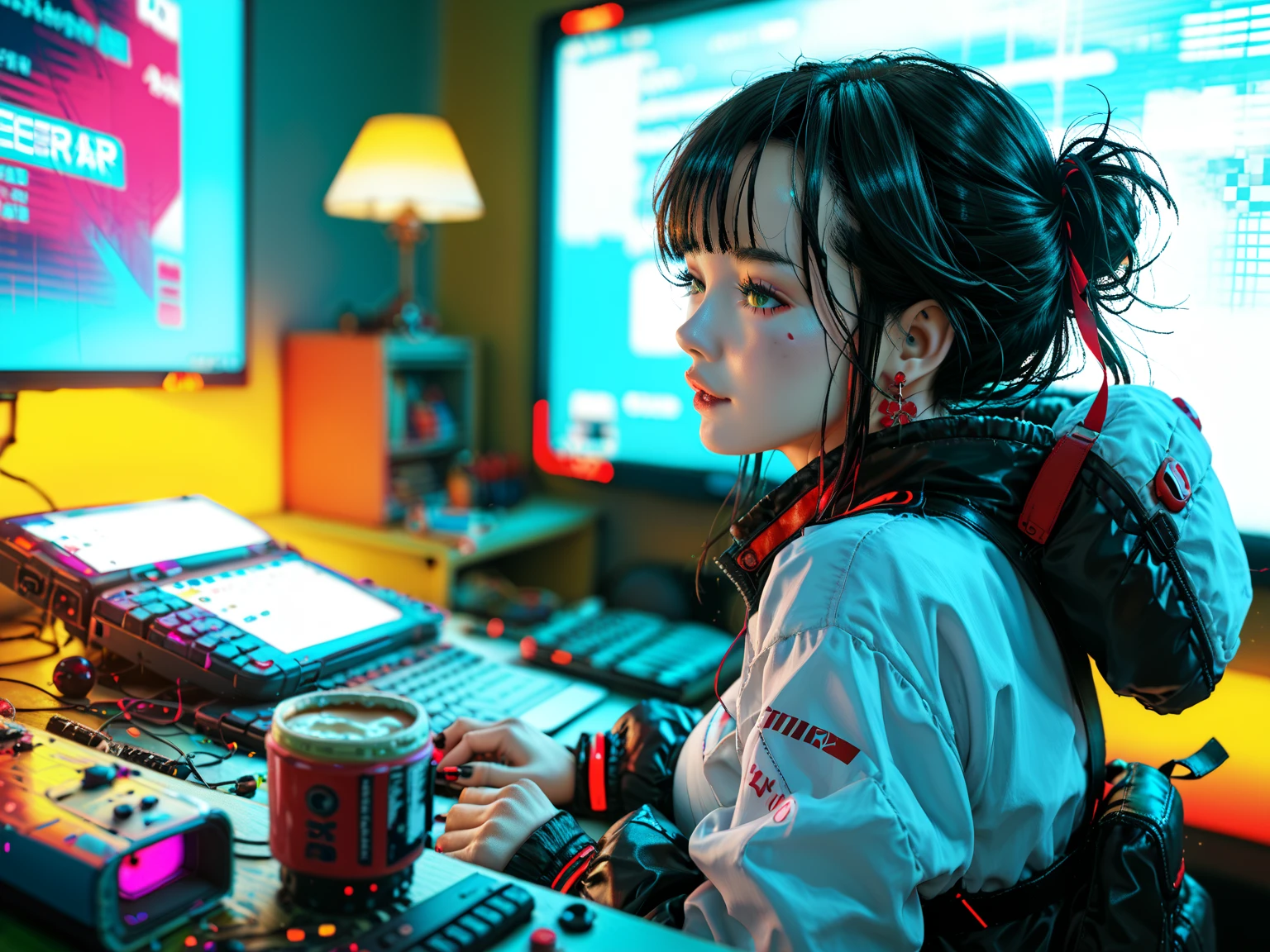  anime scene of a man and a woman in a room with a computer, by Yuumei, cyberpunk anime, moderner Science-Fiction-Anime, Digital Cyberpunk - Anime Art, digital cyberpunk anime art, Anime Concept HDR Anime McManus ,  anime art wallpaper 8 k ,  anime art wallpaper 4k ,  anime art wallpaper 4 k ,  anime cyberpunk art, 4k anime wallpaper