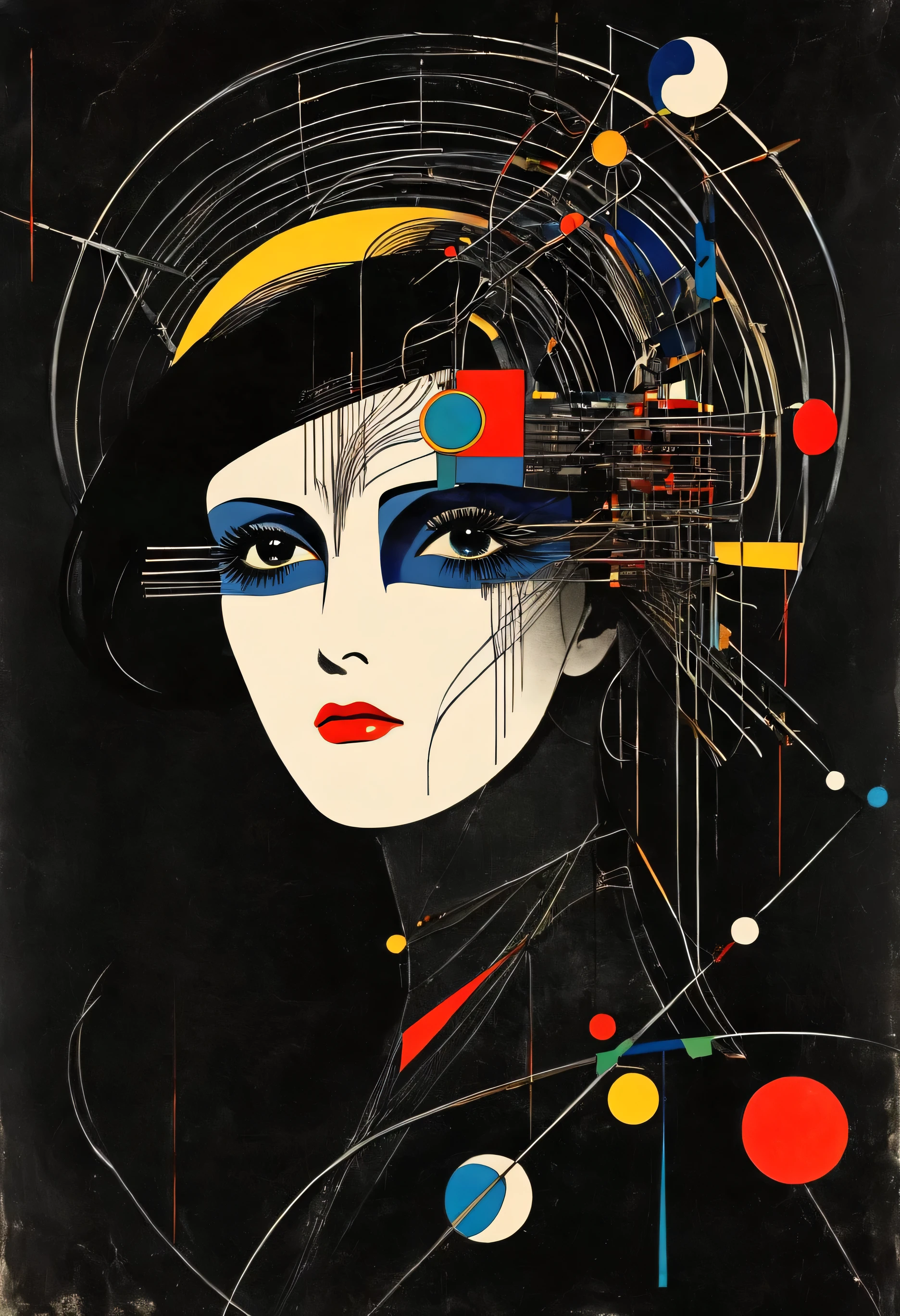 ( Dark Fantasy Posters:1.1),   masterpiece ,  best quality , 1 , (Bauhaus, form, wire, abstract:1.1)