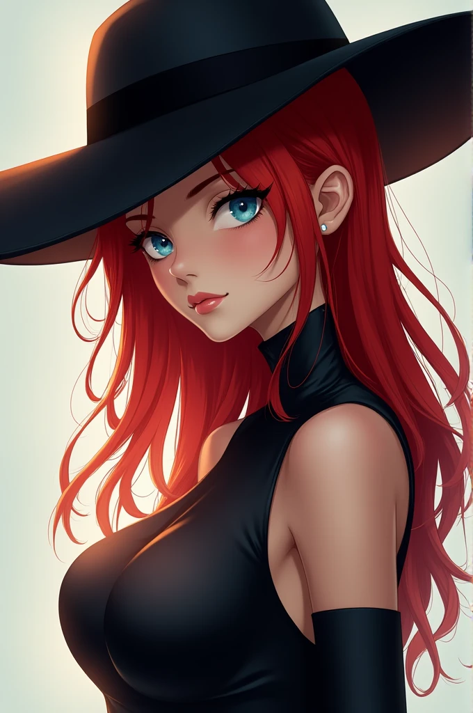(((Beautiful))), 1 girl, one character, MLP, pony, my little pony, ((feminine pose)), (((huge long vibrant red wavy hair)), (((huge long vibrant red wavy hair)), (((beautiful red eyes))), (((white body))), (((black eyeshadow))), (((Red dead redemption style: sheriff hat))), (((sexy smiling look))) ((breasts)), ((black and red Laced Up Corset Top with Bra)), ((multi strap thong)), (high detail), ((masterpiece)), ((Best quality)), (8K)