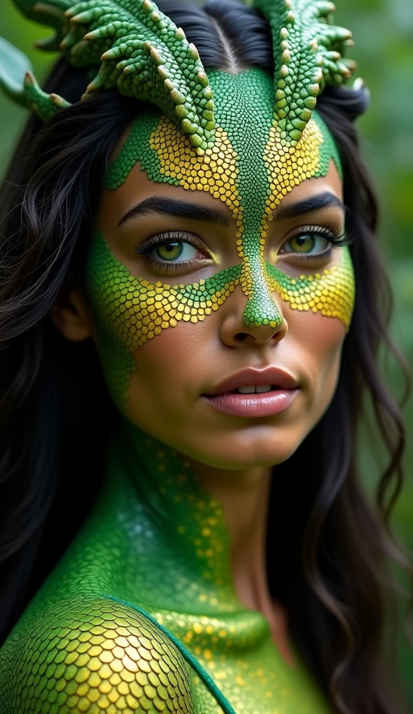 ((best quality)), ((masterpiece)), ((realistic)), Medusa, full body, the hair is composed of countless small snakes, green eyes, female face, metal carved top, royal aura, trend on artstation , sharp focus, studio photo, intricate detail, very detailed, detailed eye, illustration, very detailed, sharp focus, digital render, professional, 4k