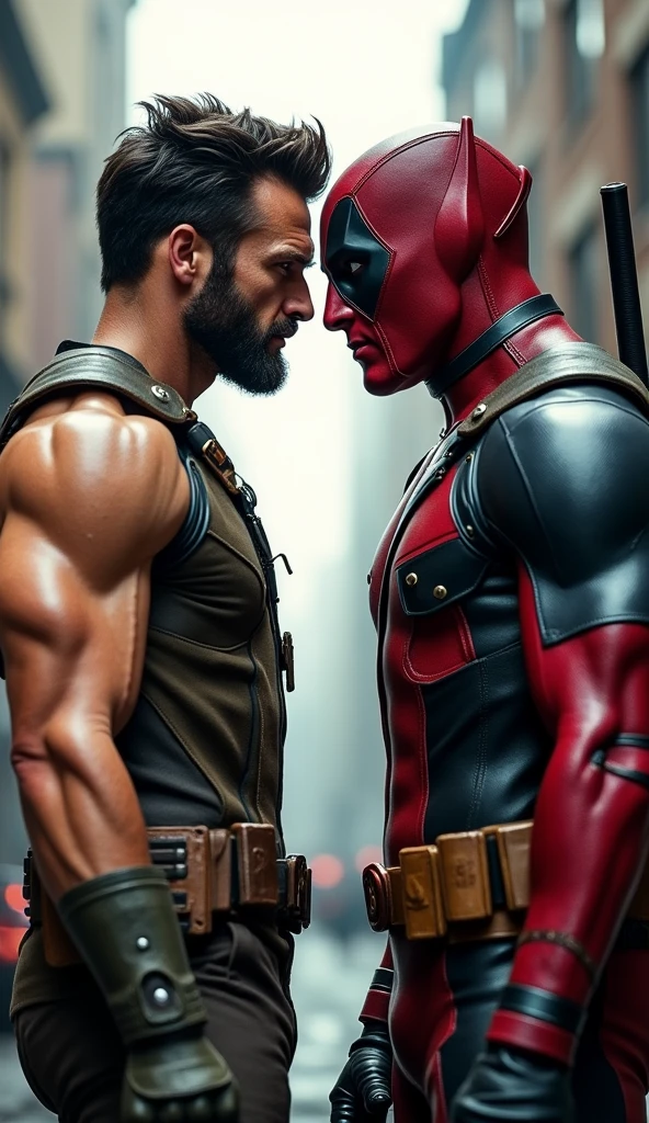 Henry cavil Wolverine with six pack, with Deadpool,red nerves with led lighting in his body 