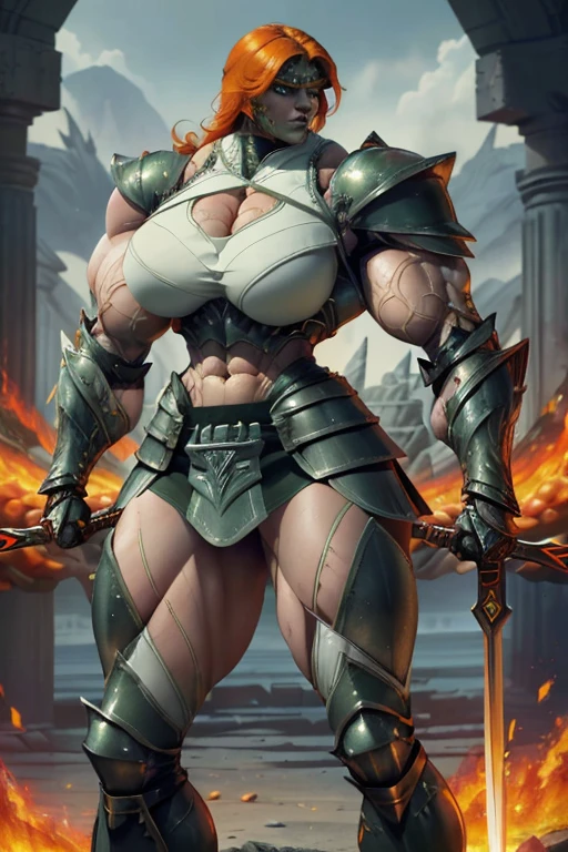 woman, bobcut, blondehair, ((black skin:1.4)), adorned in medieval armor, twerking, metal muscles, emanating a medieval elegance and marvel, armor pump boots, chrome bra, chrome silver tiara, small armband, (shoulder armor), gauntlets, ((armored bikini:1.4)), sword, shield, exposed midriff, (puffy lips:1.3), detailed eyes, ((slendered abs:1.2)),(((gigantic breasts:1.5))), wide hips, (puffy lips:1.5), slender abs,rim lighting, side light, (((cinematic light))), ultra high definition, 8k, film grain,best shadow, light particles, detailed skin texture, detailed gem armor texture, detailed face, intricate details, super detailed, bright, spiked heel boots