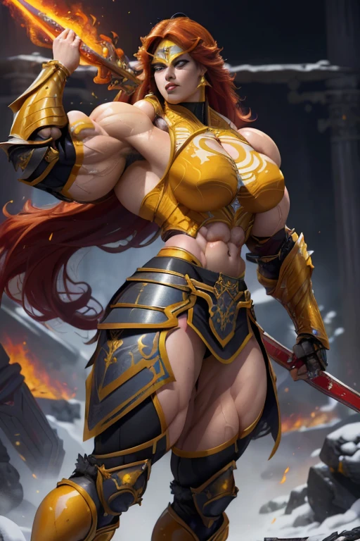8k,Goddess close-up, gorgeous big breast dress, Sexy超美人(like the real thing)goddess of war,slender body,muscular woman,smile,kind eyes,beautiful long red hair,strongly cracked abdominal muscles,Sexy,highly detailed art germ, Alexandra Fomina Art Station, 2. 5d cgi anime fantasy artwork, fan art best art station, great character art, Kushart Krenz Key Art Feminine, Chengwei Pan at Art Station,Super high resolution,fantasy art,strongly cracked abdominal muscles,muscular thin legs,very big breasts,luxurious long skirt,Inside the temple,view audience,smile,kind eyes,beautiful expression,